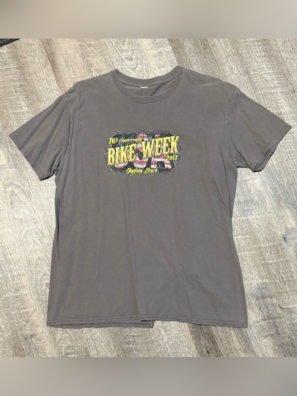 76th anniversary Daytona Beach Bike Week 2017 Tee gray mens size  XL